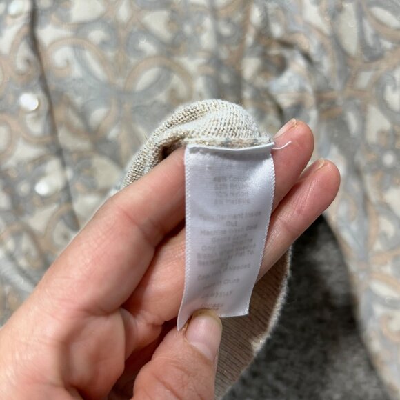Talbots Womens 1X Floral Paisley Cardigan Sweater Button Front Beige & Gray - Picture 6 of 8